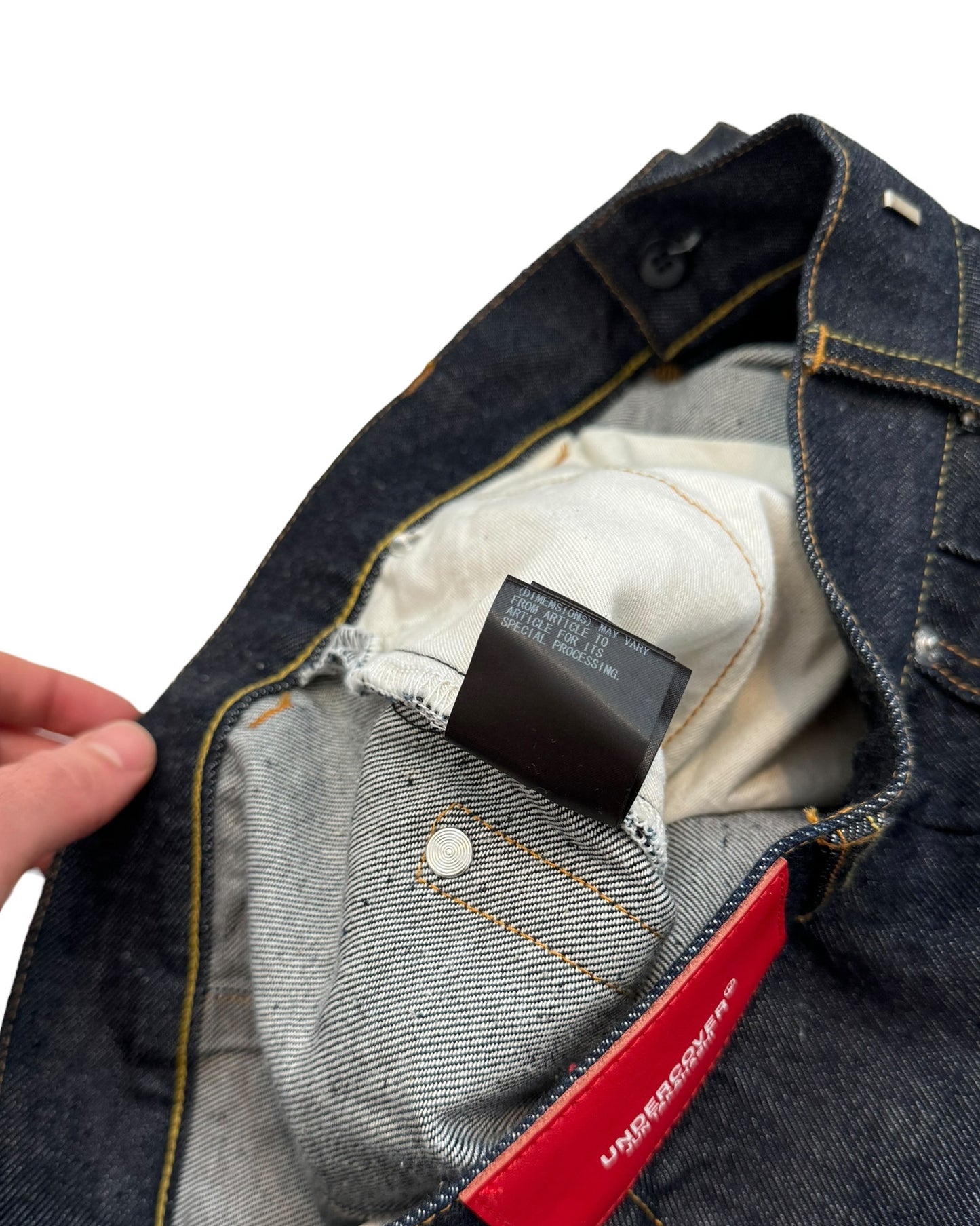 Raw Indigo Denim Pleated Baggy Jeans