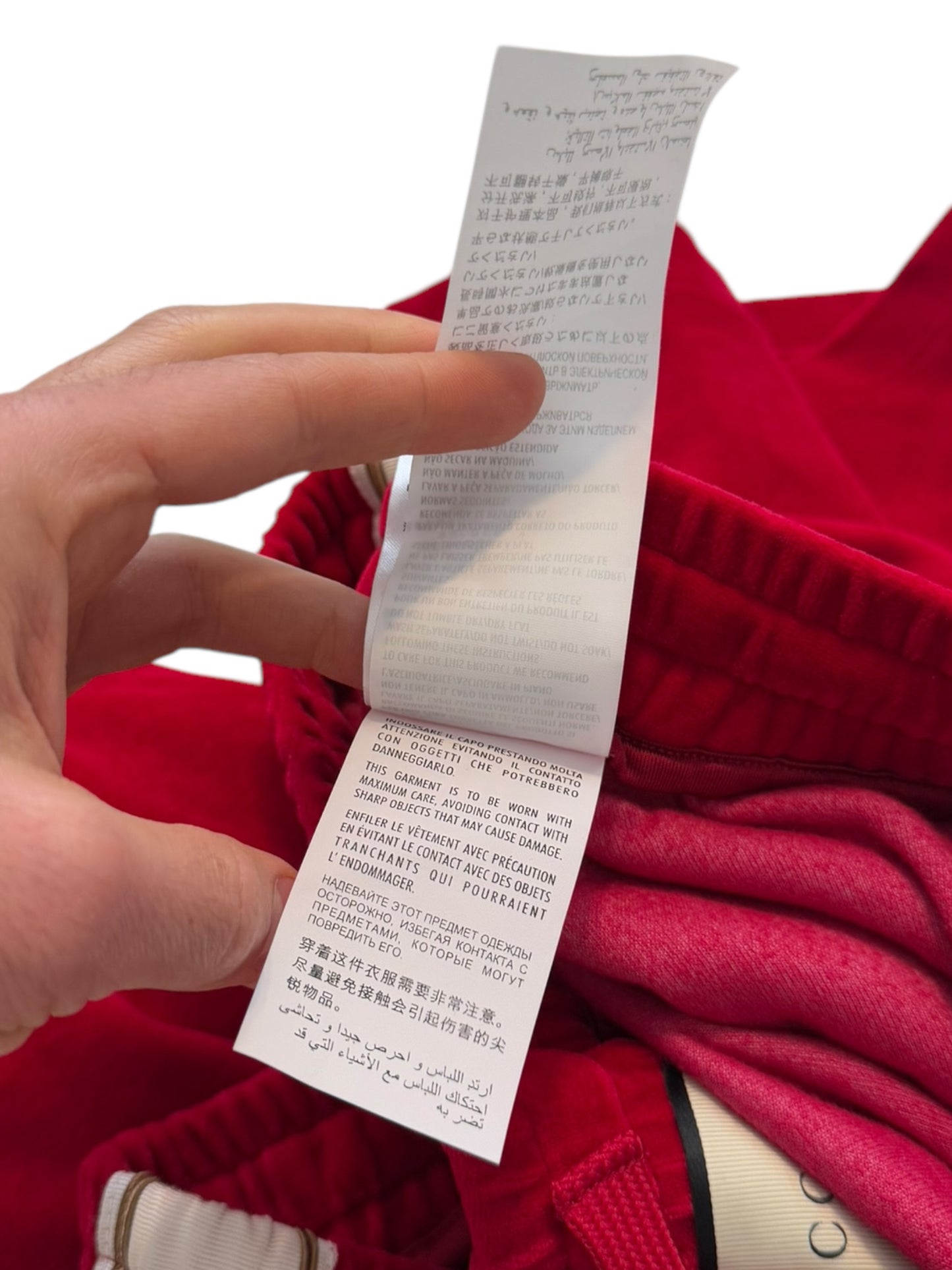 Chain Stitch Goth Logo Red Velvet Shorts