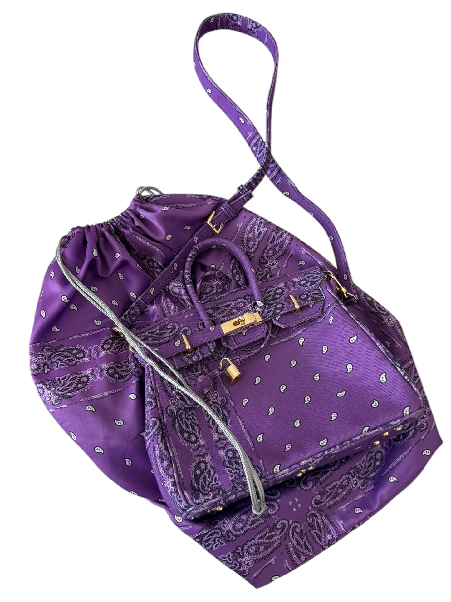 Paisley Bandana Mini “Birkin” Purple