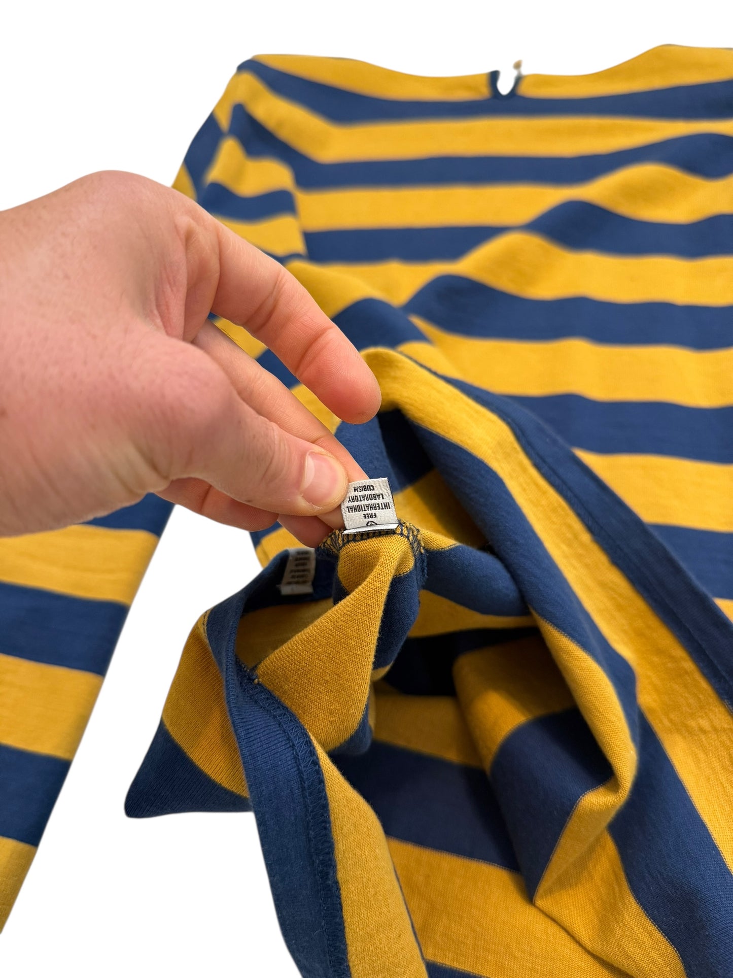 Mustard Navy Stripe Border Crew