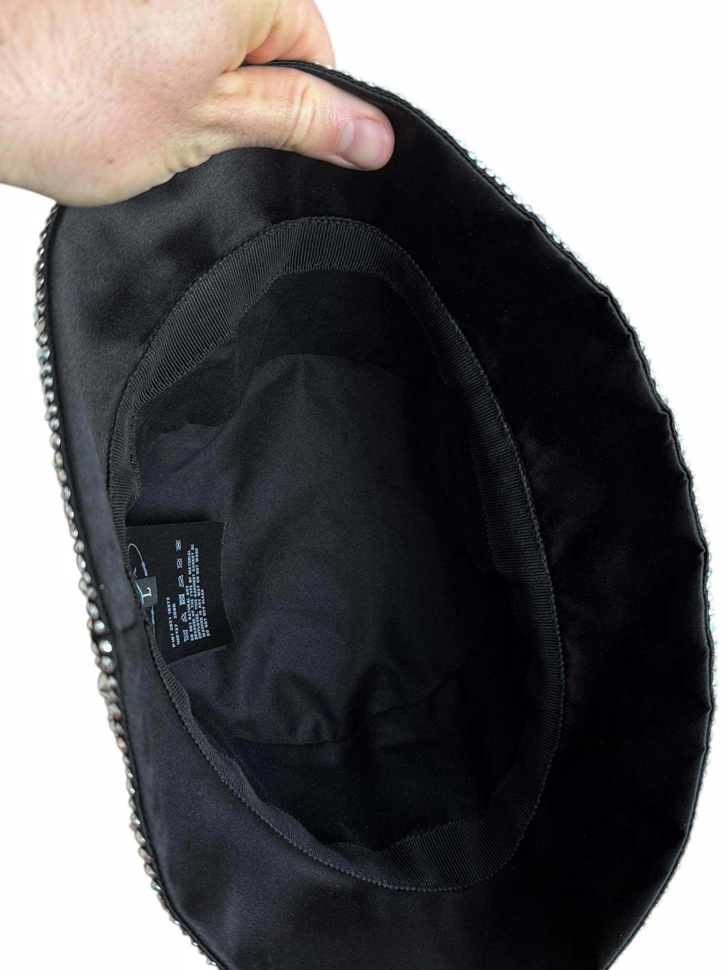 $2650 Crystal Covered Silk Satin Bucket Hat