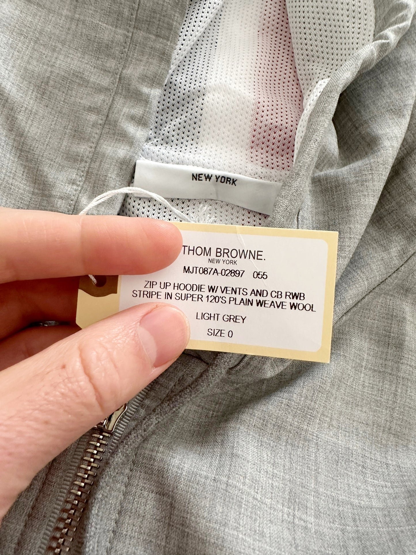 Center Stripe Wool Windbreaker Hood Jacket