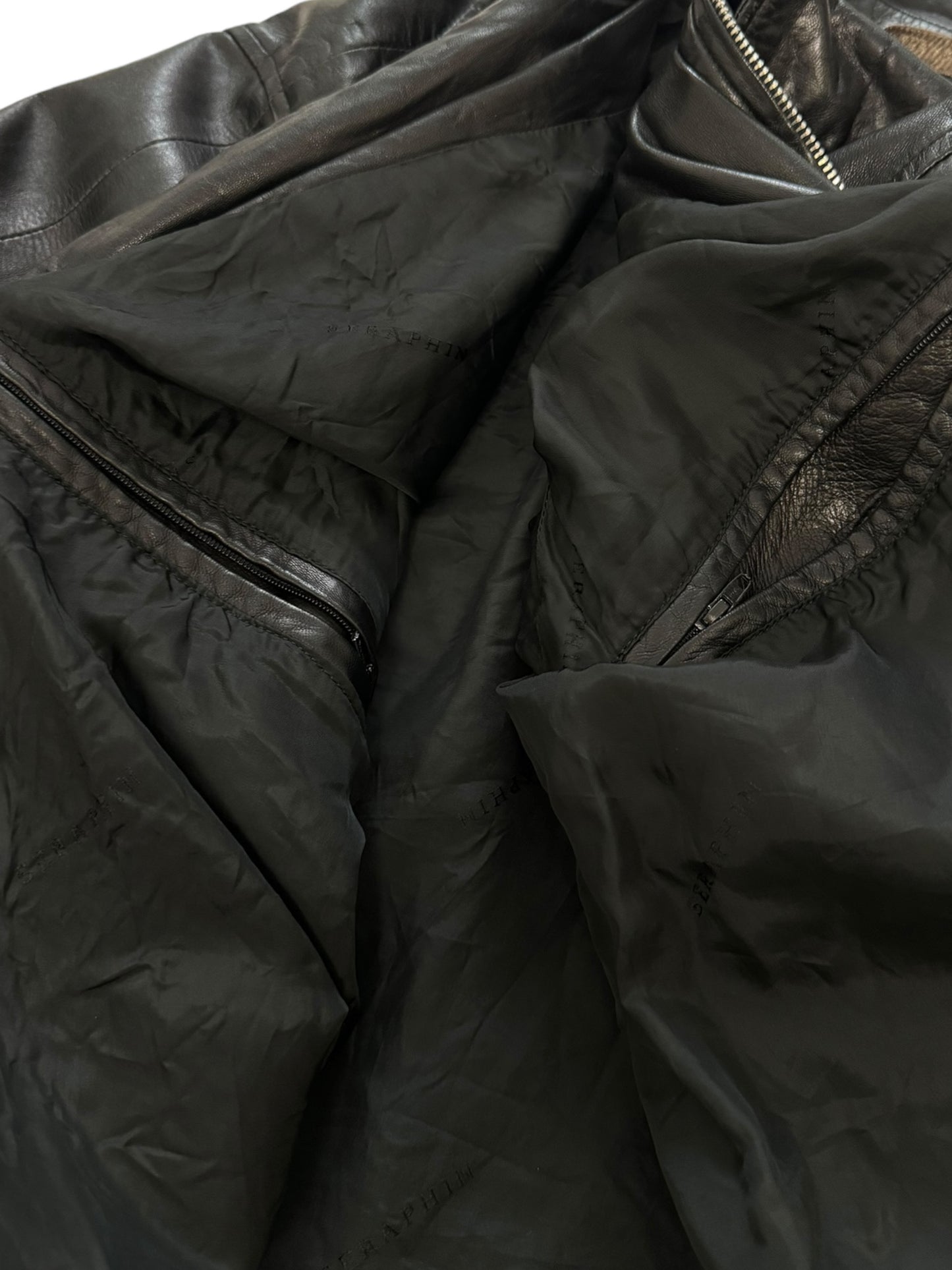 Long Chore Work Leather Zip Jacket