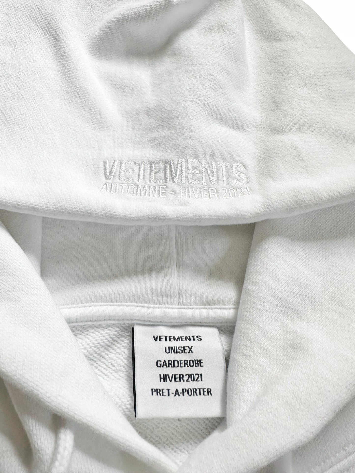 Baseball Embroidery Logo Oversized White Hoodie