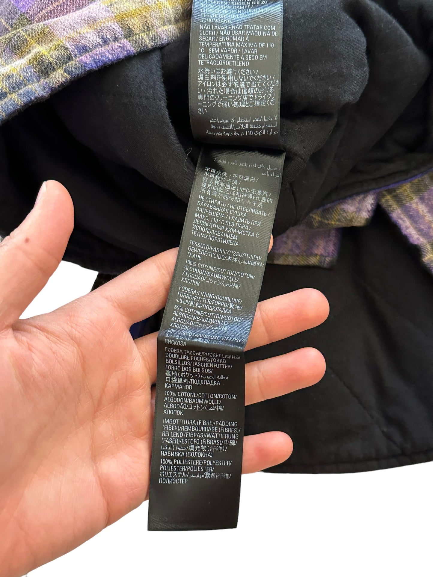 Bleached Purple Blue Padded Flannel Hood