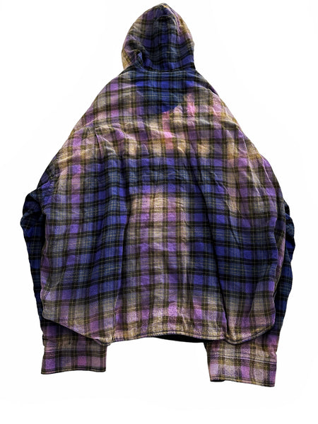 Bleached Purple Blue Padded Flannel Hood