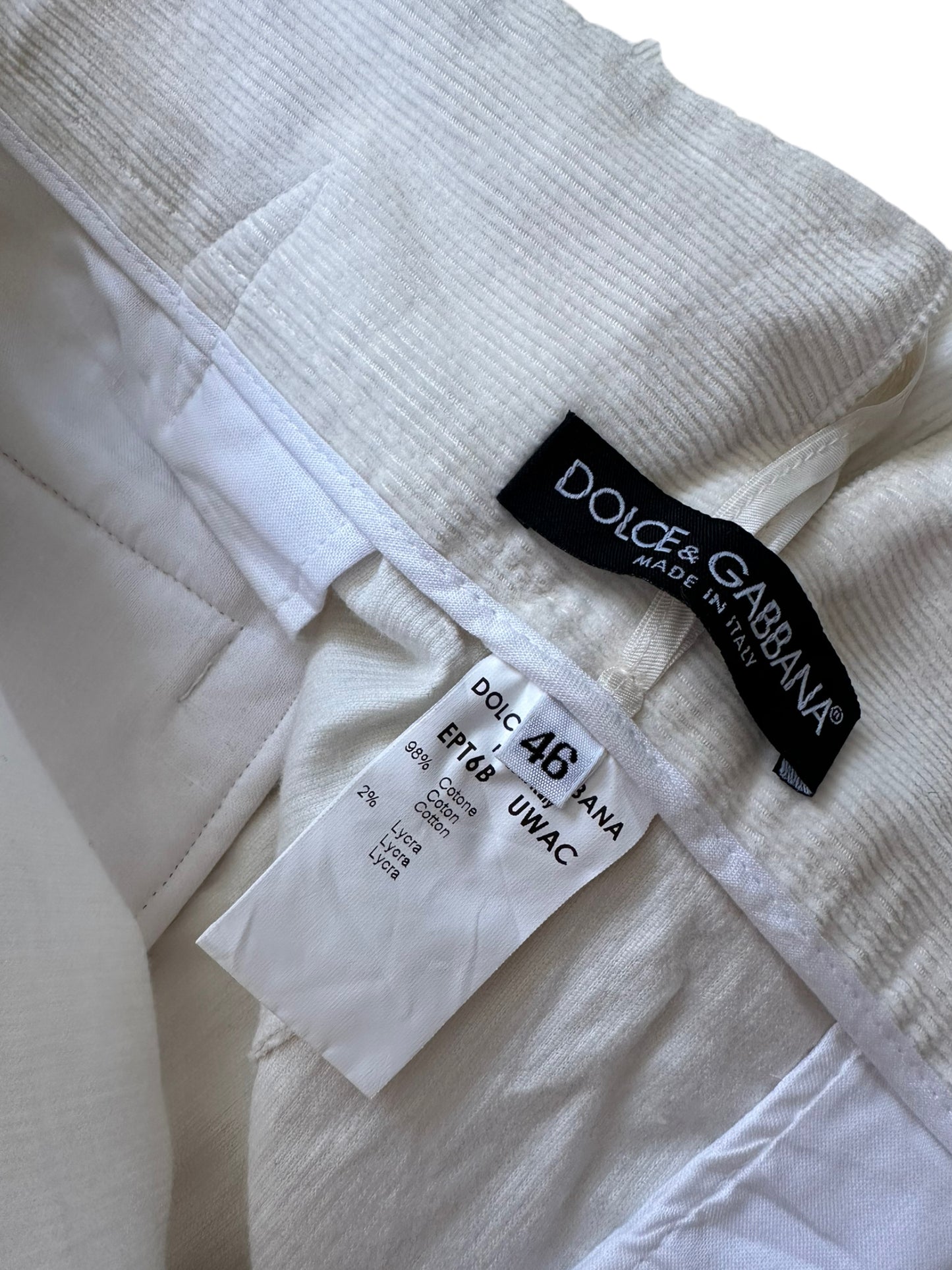 White Corduroy Zip Cargo