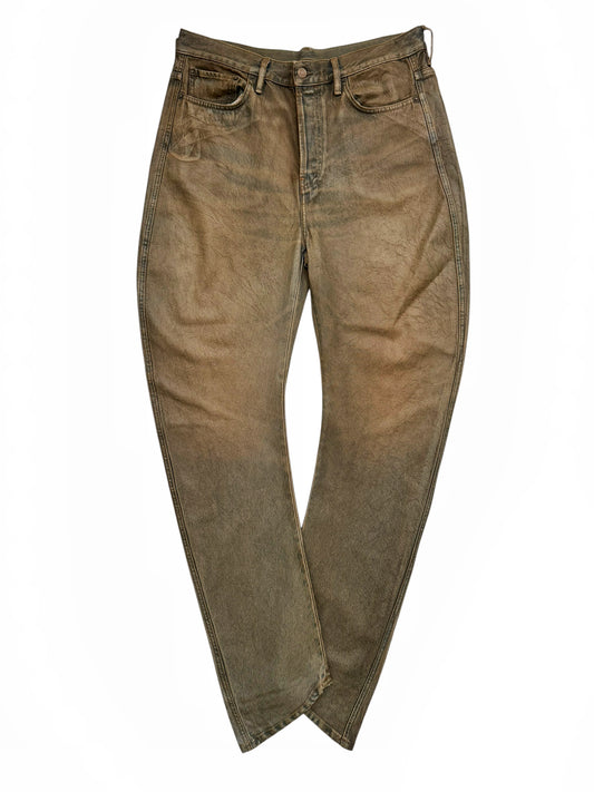 Curved Seam Mud Wax Coated Denim