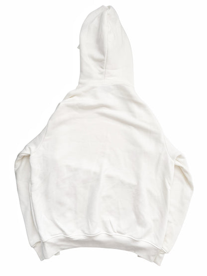 Embroidered Logo Pullover White Hoodie
