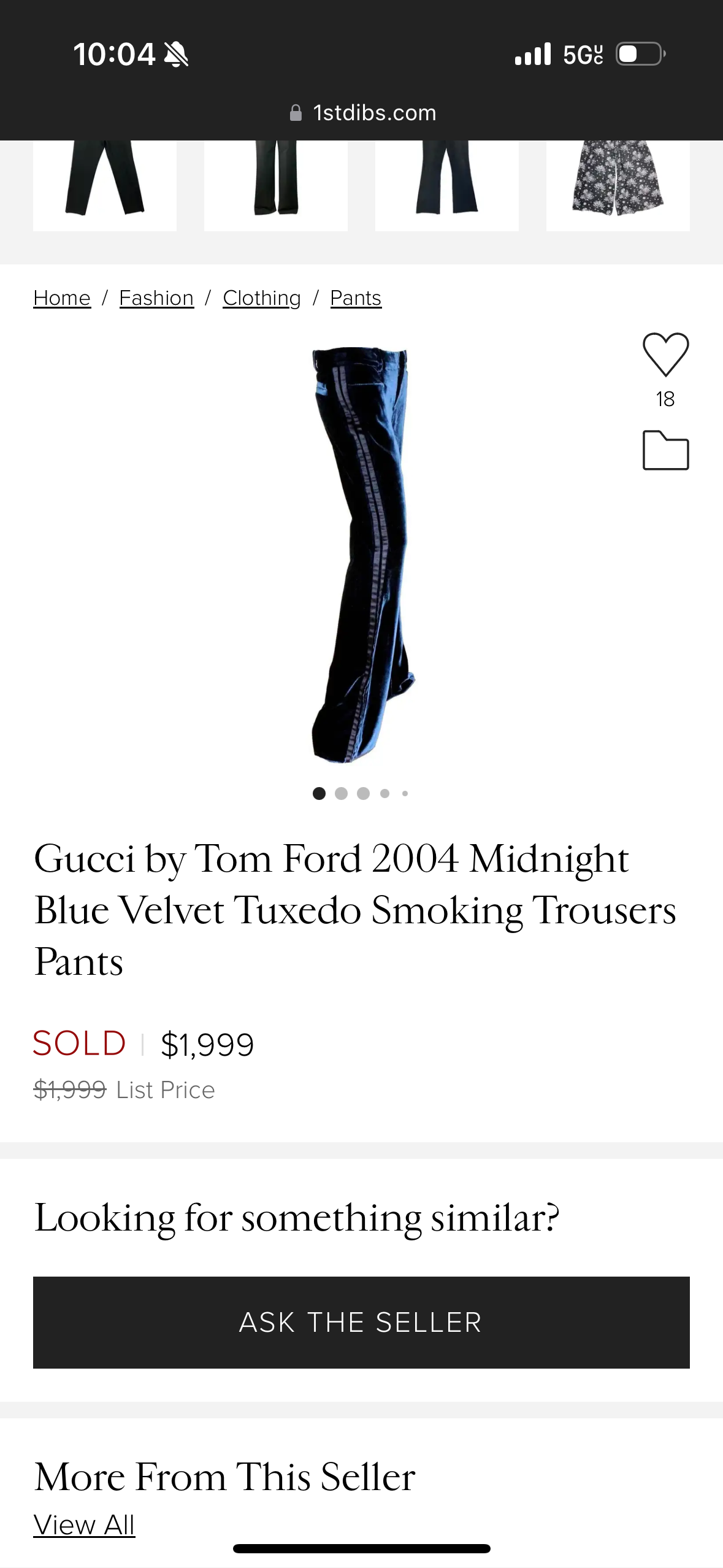 2004 By Tom Ford “Midnight Blue” Velvet Smoking Pants