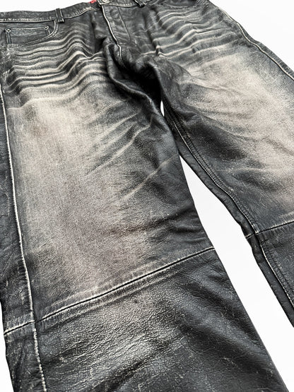 5 Pocket Rub Off Distressed Leather (Jeans)