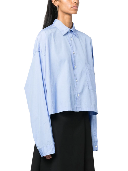 Cropped Poplin Blue Shirt