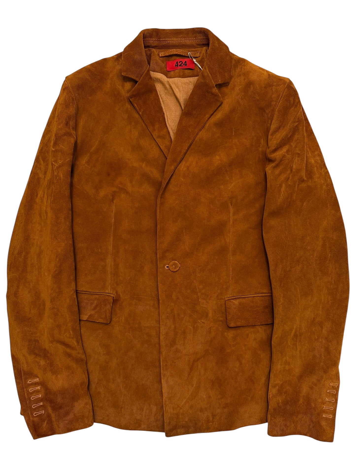 Leather “Corduroy” Imprinted Trompe Loiel Coat