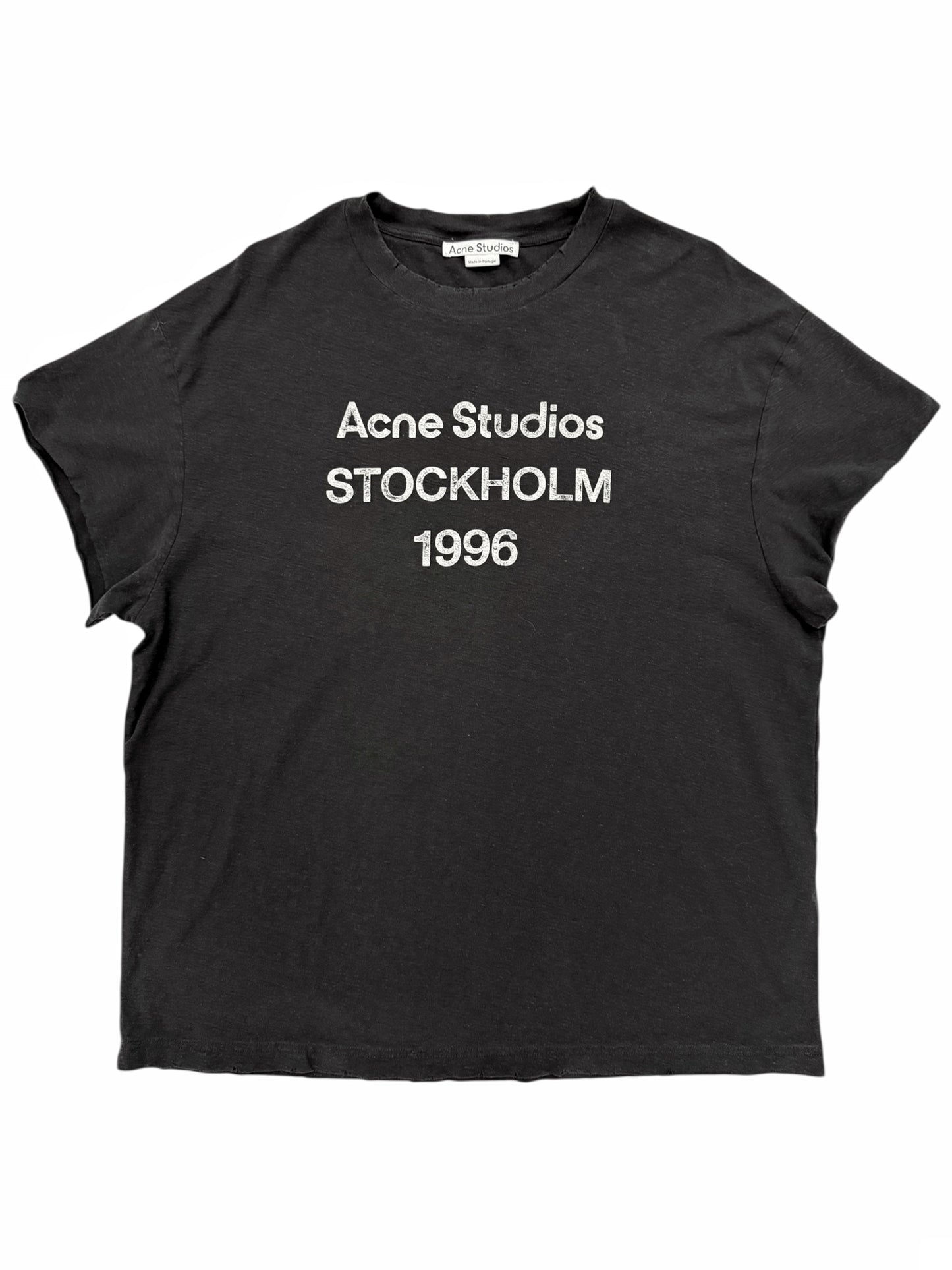 Cropped Distressed Logo Shirt