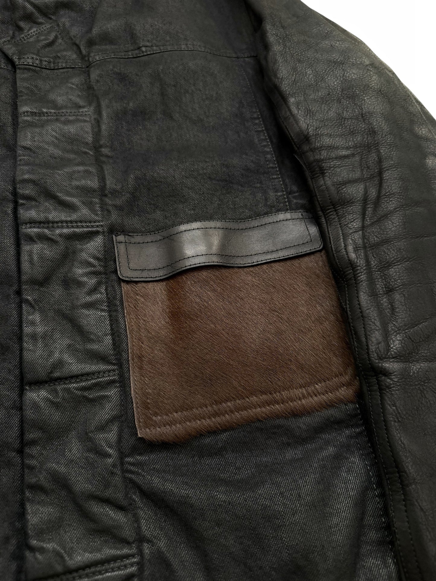 FW15 Slave Waxed Hybrid Cargo Pony Jacket