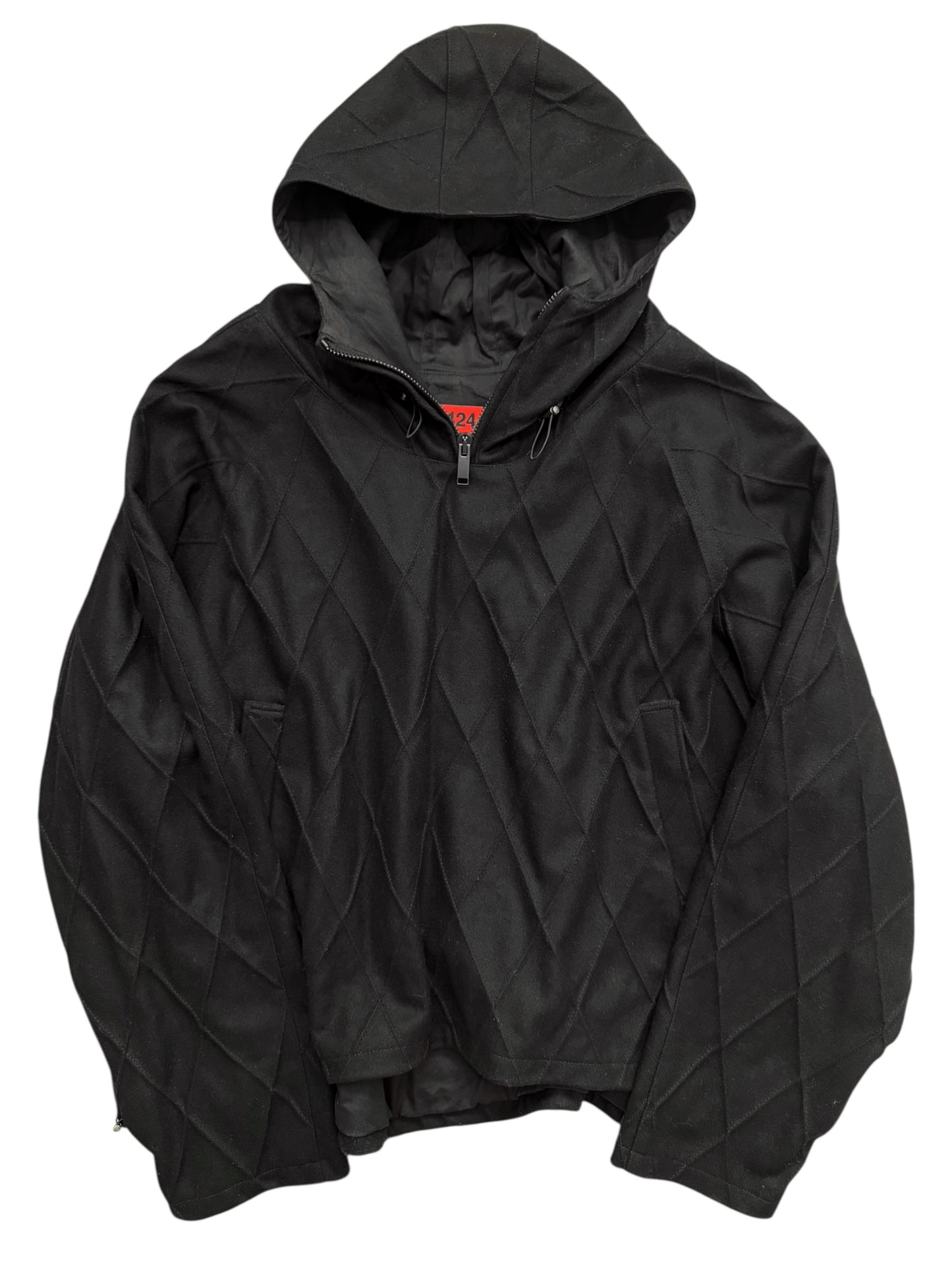 Wool Fence Pleat Cropped Anorak Jacket