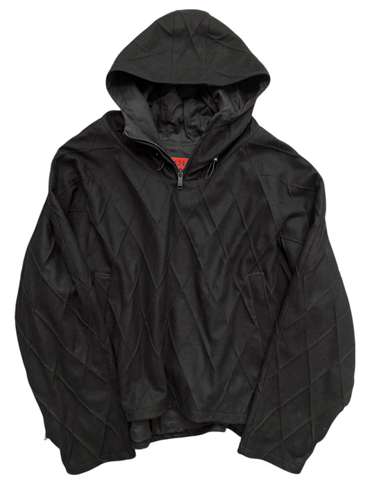 Wool Fence Pleat Cropped Anorak Jacket