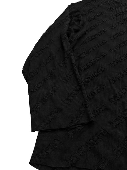 Mesh Distressed Logo Viscose Turtleneck Sweater