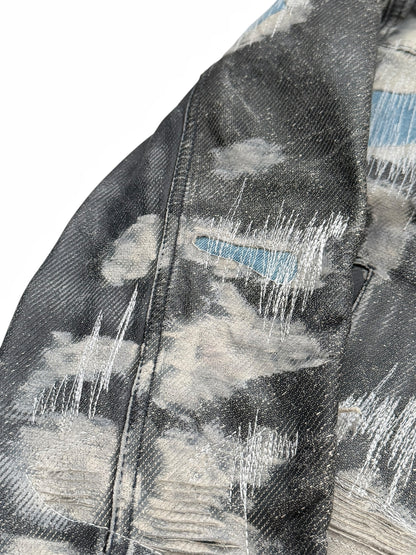 Distressed Leather (Denim Effect) Trucker Jacket