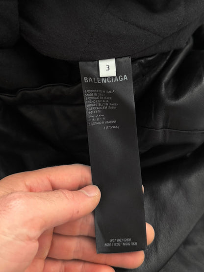 Leather Boxy Pullover Hoodie