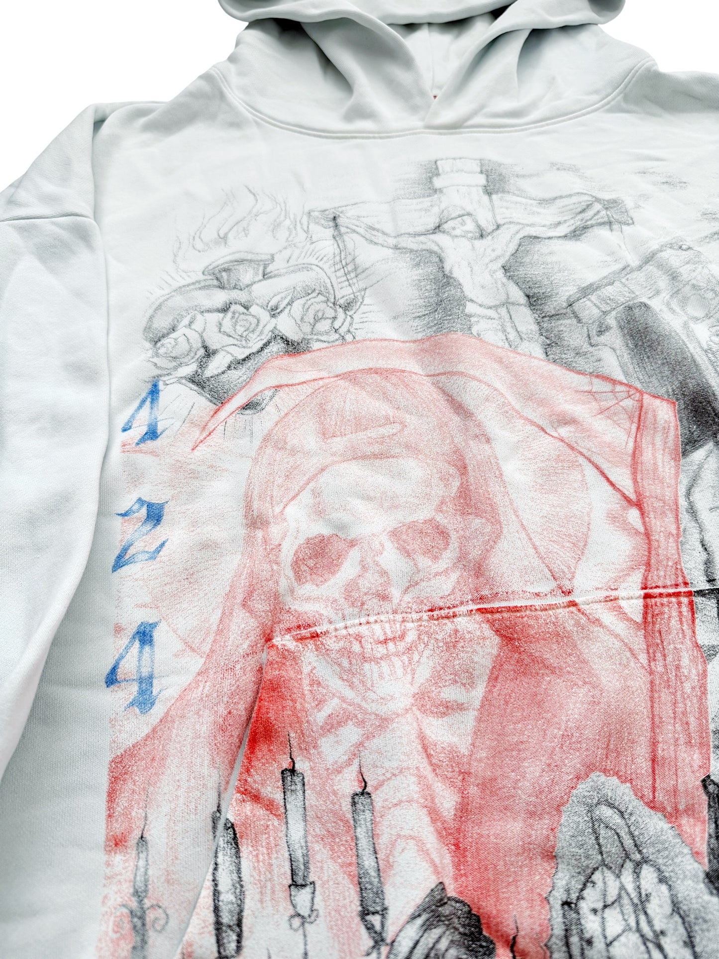 2025 Valentina Grave Death Skull Tattoo Hoodie (Pale Blue)
