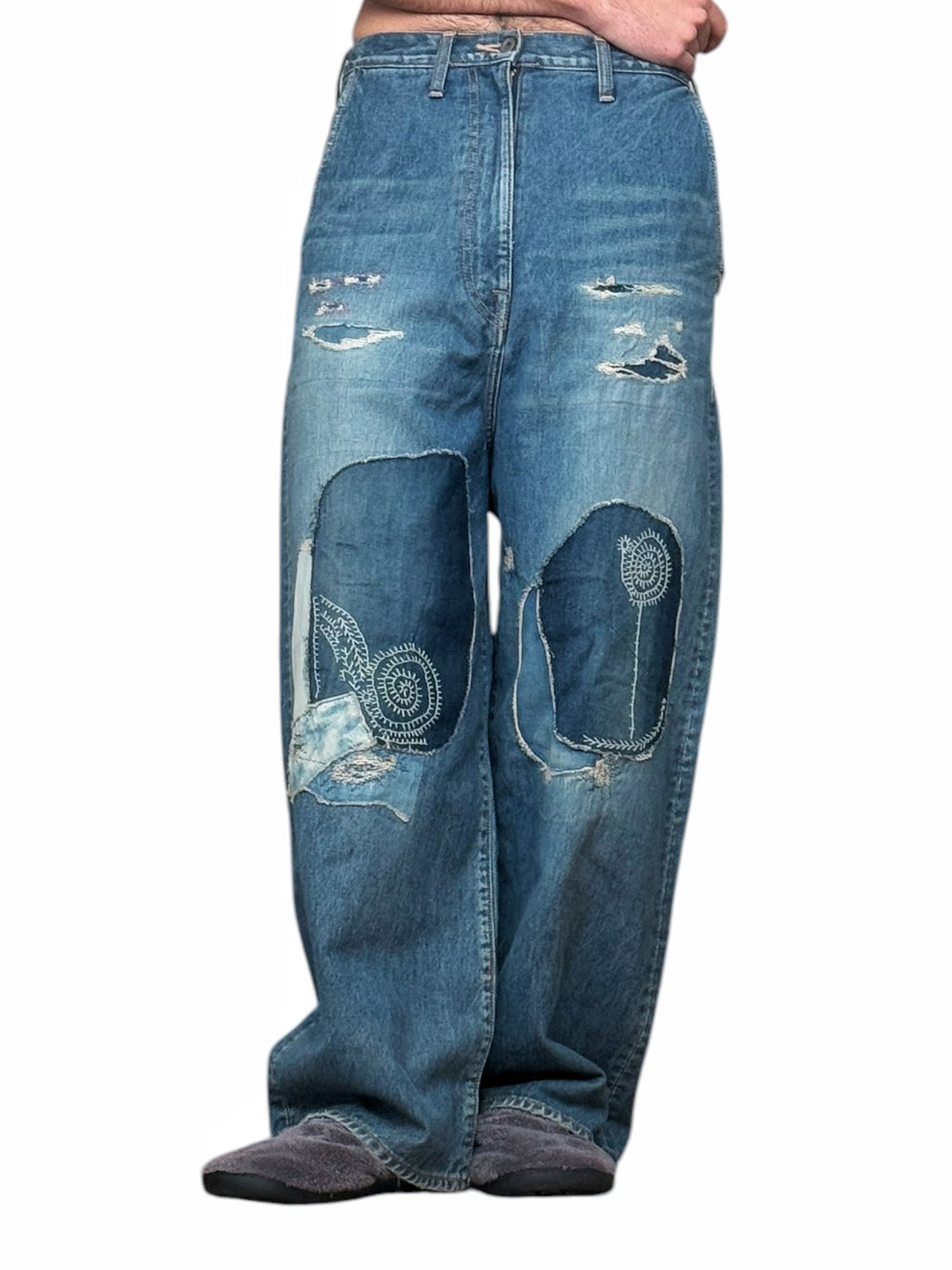 Katsuragi Boro Patchwork Kountry Baggy Denim