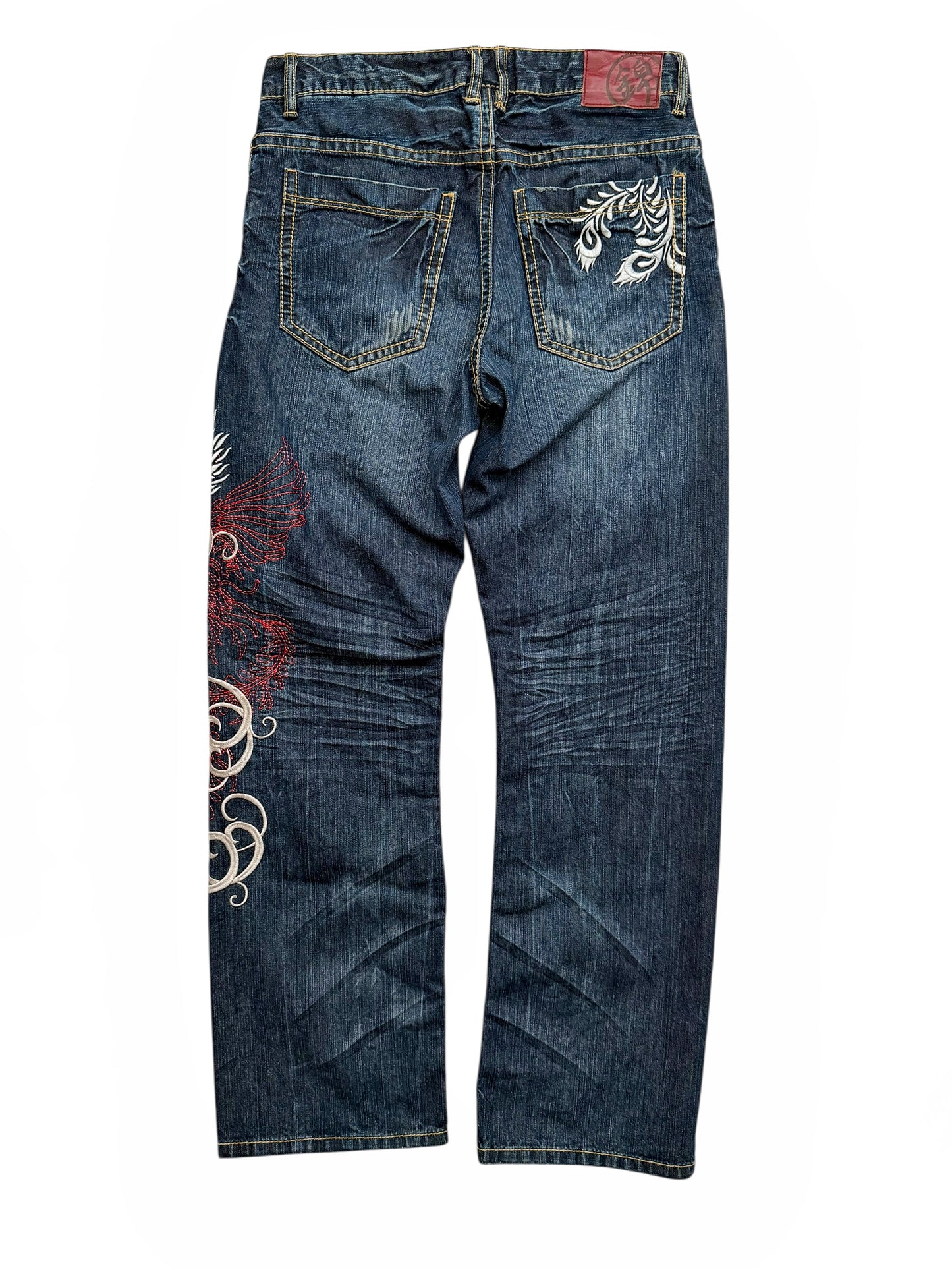 Heavy Embroidered Whisker Denim
