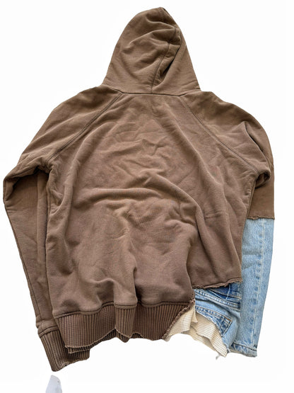 Sample Cocoa Brown Denim Fragment Hybrid Hoodie