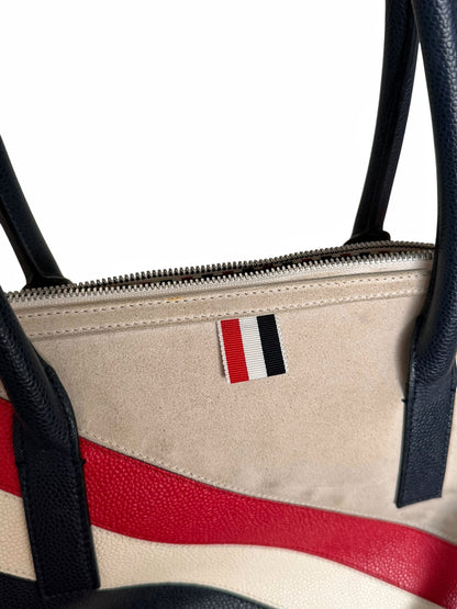 Suede Pebble Leather Stripe Duffle Bag
