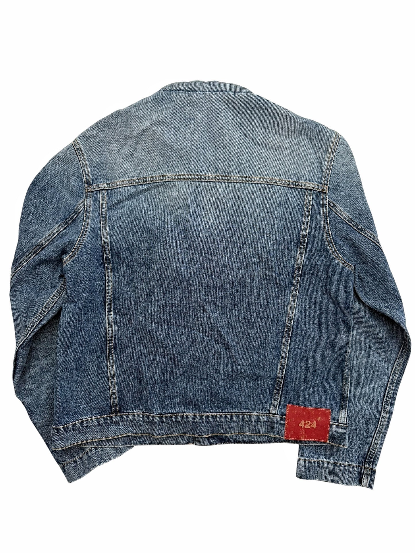 Japanese Wash Mandarin Collar Pleated Denim Trucker