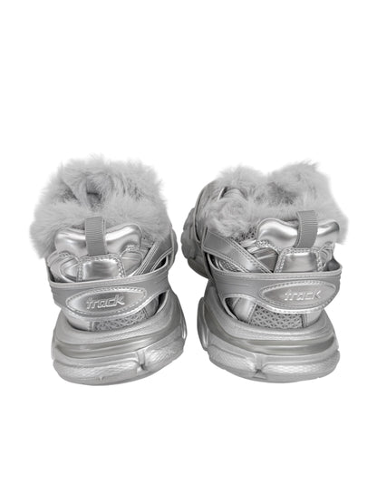 Metallic Silver Fur Track Runner