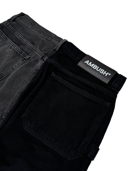 Split Grey Black Denim Jeans