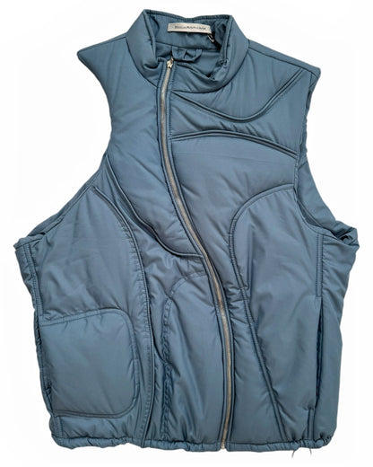 Recycled Asymmetric Puffer Zip Vest