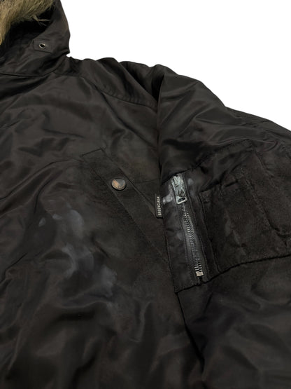 Graffiti Distressed Mud Fur Hood Parka