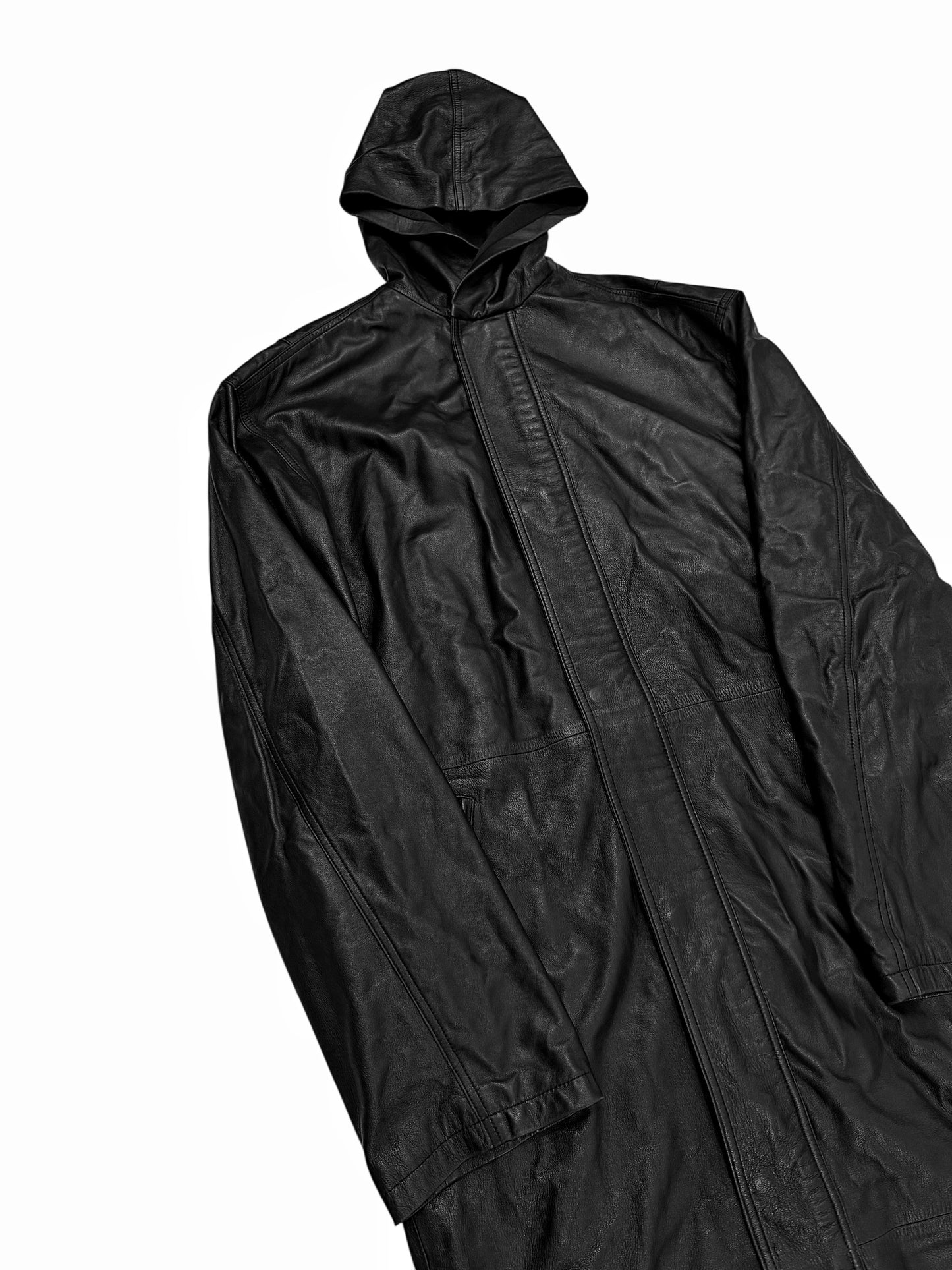 2024 Maxi Leather Hooded Long Coat