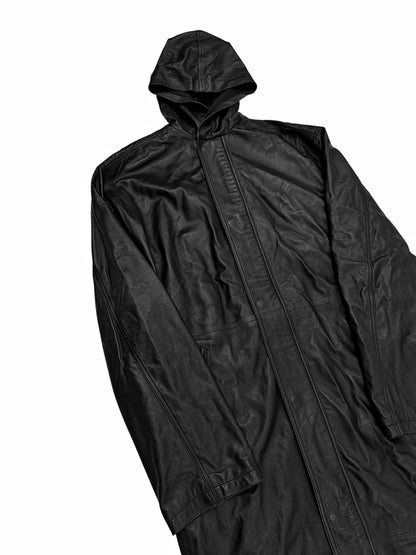 2024 Maxi Leather Hooded Long Coat