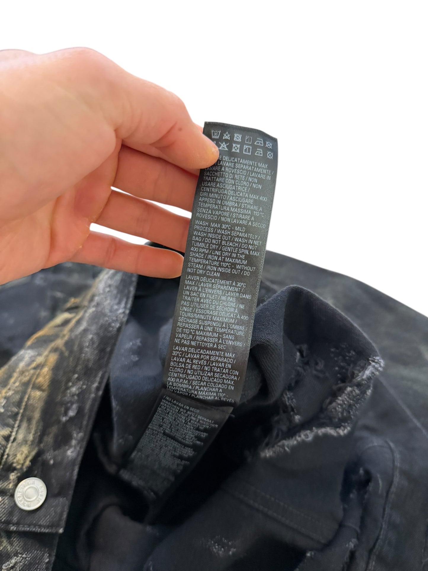 Mud Show Distressed Shredded Denim Trucker Jacket