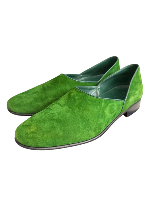 Green Suede Slip Shoes