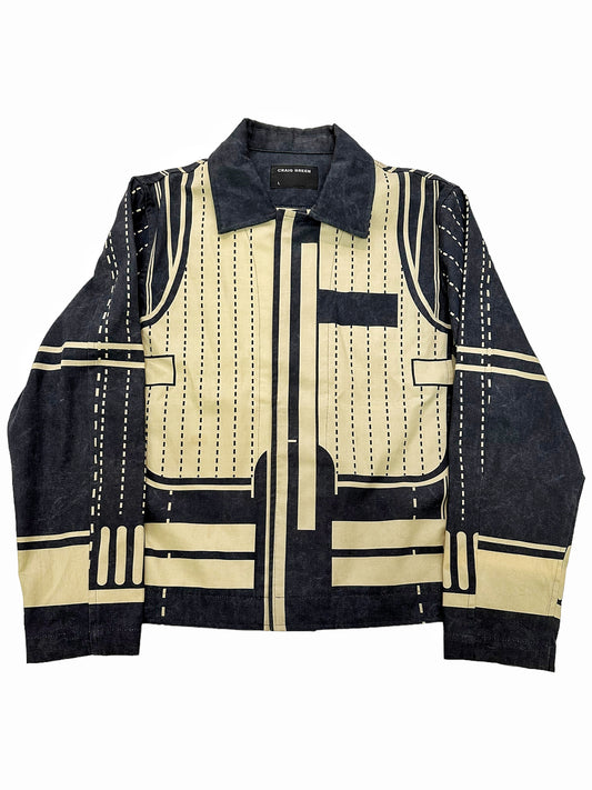 Geometric Stone Washed Work Jacket