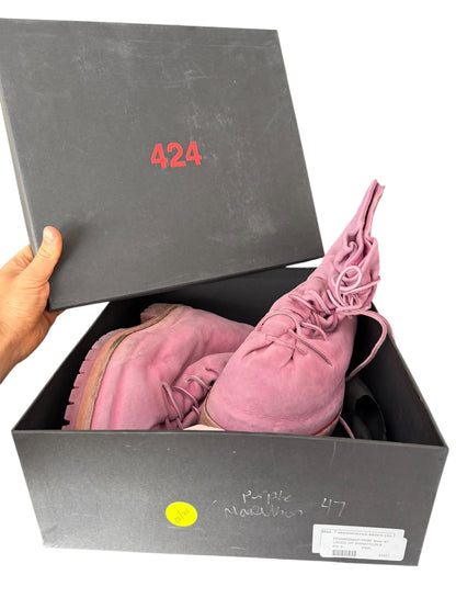 Overdyed Pink Leather Lace Up Marathon Boot