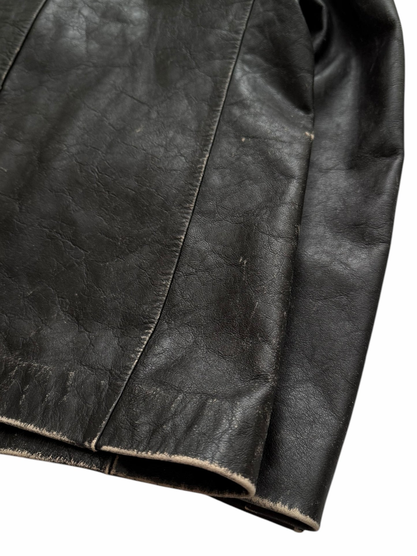 Distressed Leather Trompe L’oeil Blazer