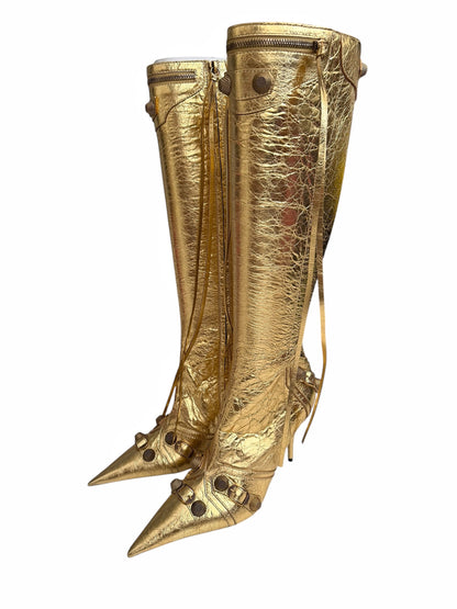 Metal Gold Cagole Heel Boot Arena H90