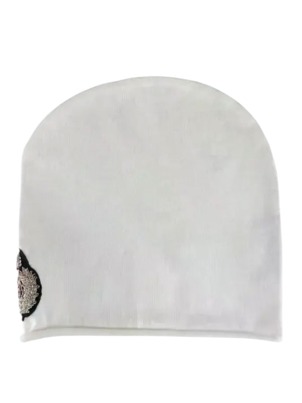 White Creat Embroidered Patch Beanie