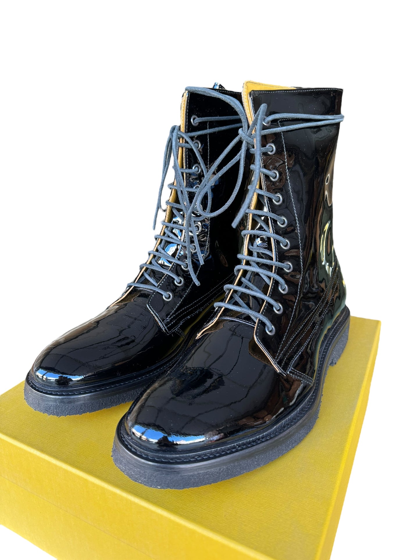 Runway Patent Combat Boots