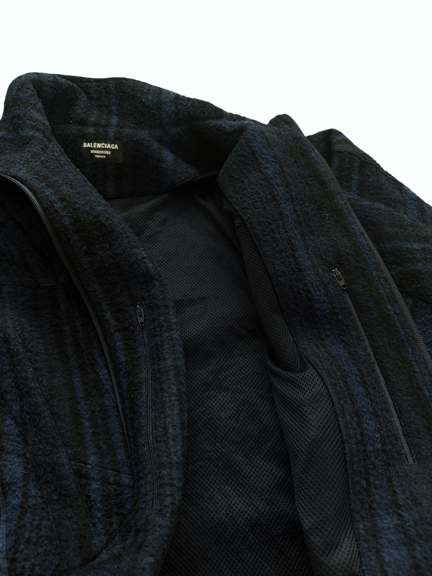 Wool Fleece Plaid Track Jacket