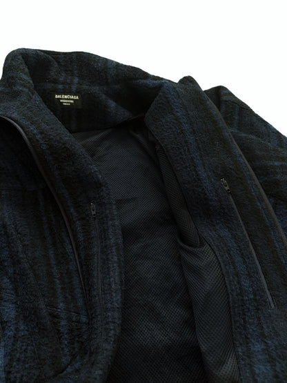Wool Fleece Plaid Track Jacket