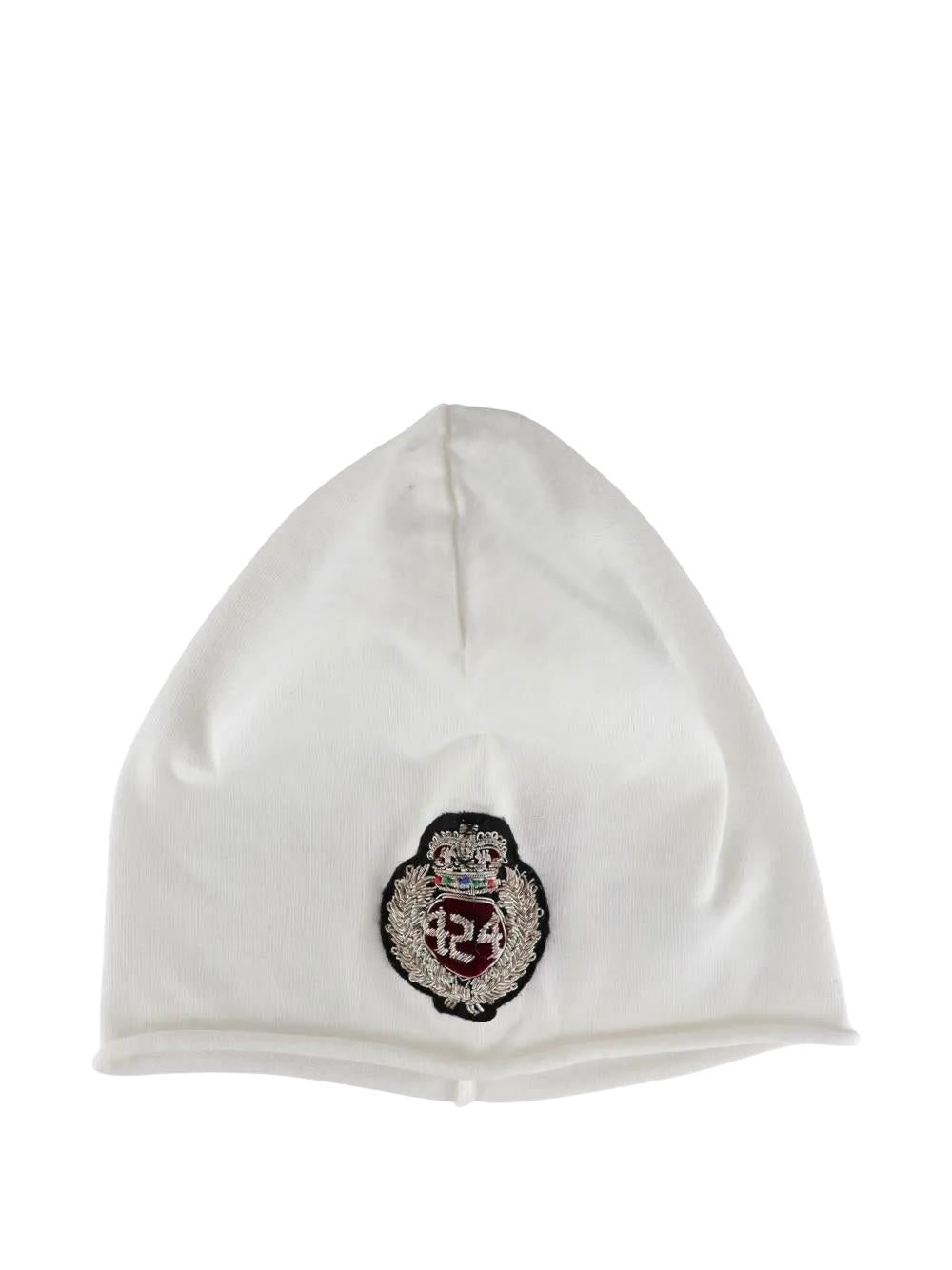 White Creat Embroidered Patch Beanie