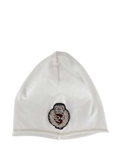 White Creat Embroidered Patch Beanie