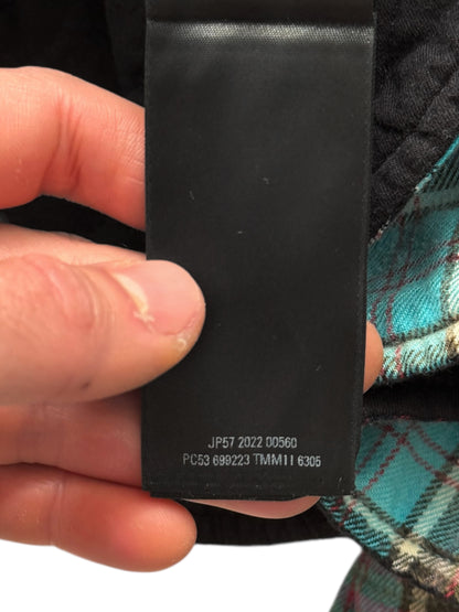 Oversized Bleached Hooded Flannel Blue