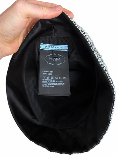 $2650 Crystal Covered Silk Satin Bucket Hat